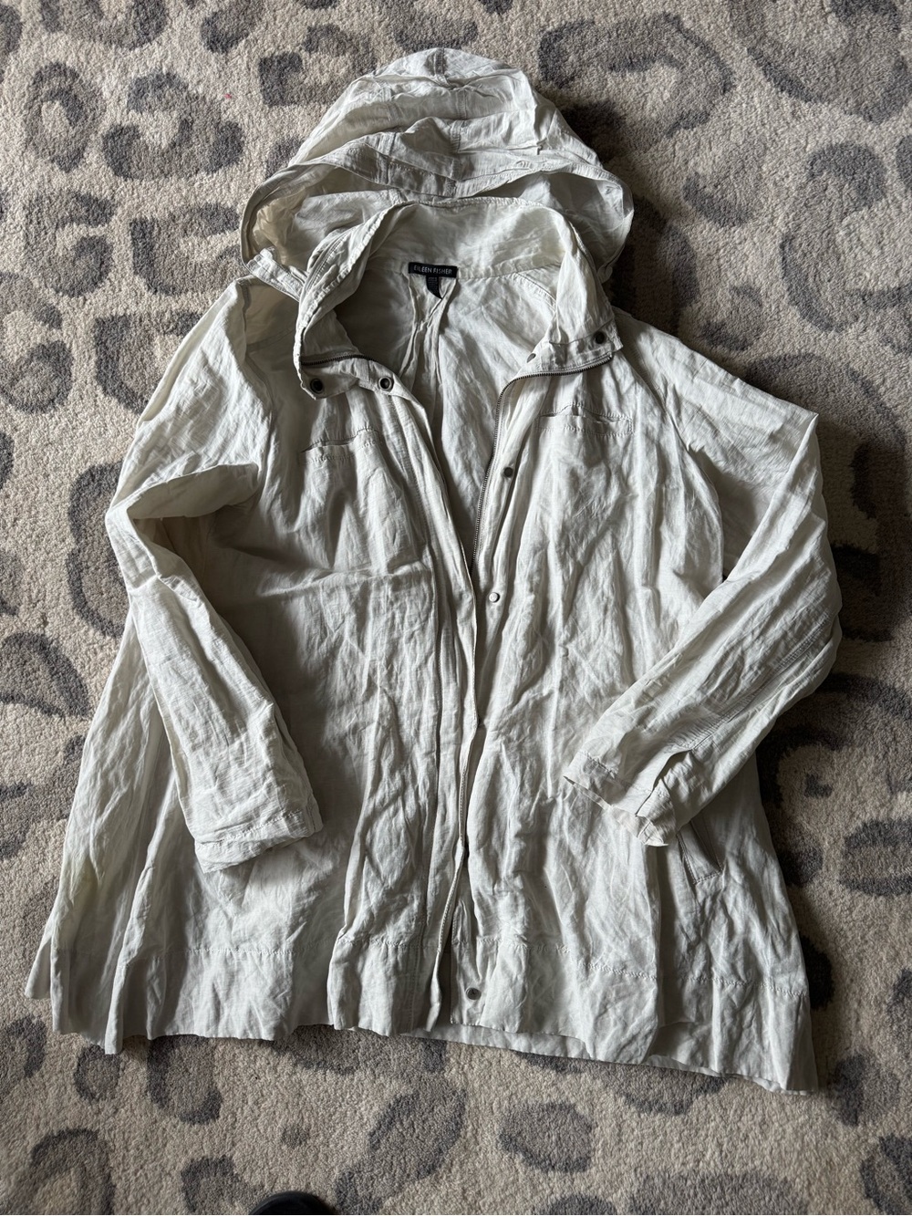Eileen Fisher lightweight hooded jacket off white